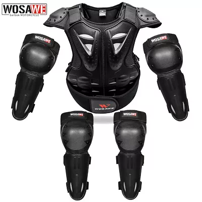 WOSAWE Motorcycle Armor Chest Protector Jacket ATV Dirt Bike Knee Elbow Brace • $19.99