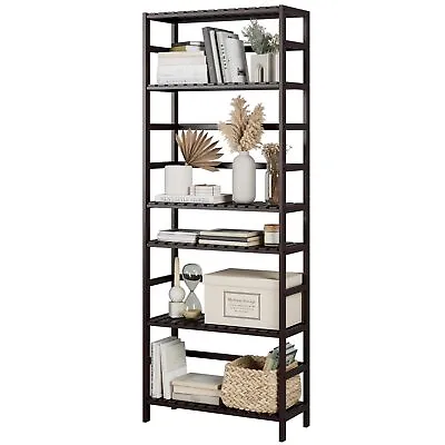 FOTOSOK 6-Tier Bamboo Shelf Bamboo Bookcase With Adjustable Shelves Free Stan... • $156.60