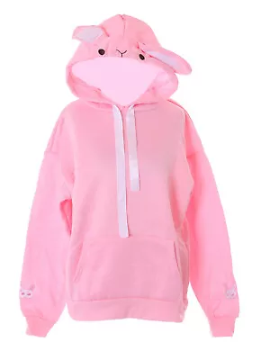 £24.01 • Buy TS-309-1 Pink Rabbit Embroidered Hood With Ears Sweatshirt Pullover Pastel Goth