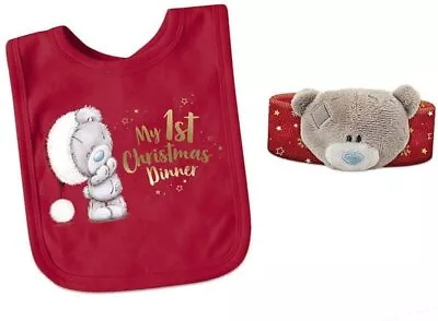 Me To You My 1st Christmas Dinner Wrist Rattle And Bib Set Tiny Tatty Teddy Bear • £11.86