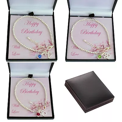 £9.99 • Buy 16th, 18th Or 21st Birthday Gift Bracelet With Birthstone, Happy Birthday Card.