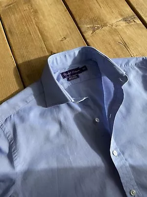 £88 • Buy Mens RALPH LAUREN Purple Label Shirt 15.5 M Blue Regular MADE IN GREAT BRITAIN