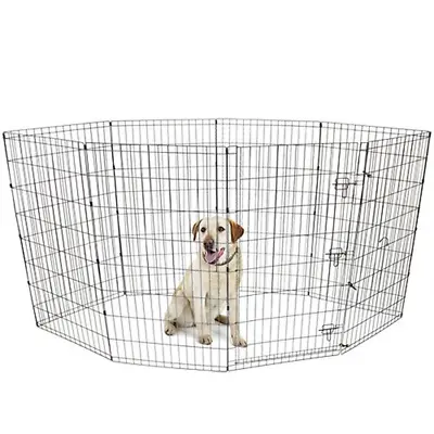 $34.79 • Buy DOG CAGE PLAY PENS Indoor/Outdoor 8-Panel Pet Cage With Door Multiple Sizes