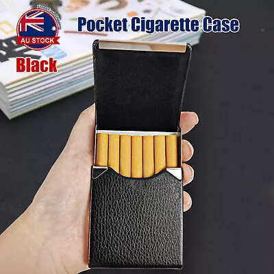 Box For Cigarette Cigar Tobacco Case Pocket Pouch Holder Stainless Steel+PU AU X • $7.99
