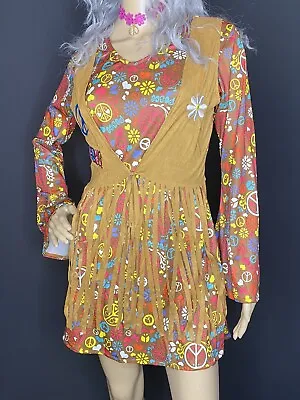Complete Hippie 70's Costume W/ Headband Glasses & Fringe Boot Covers Size S/M • $21.99