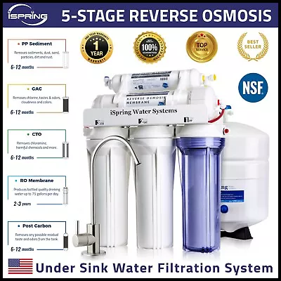 ISpring RCC7 5-Stage 75GPD Reverse Osmosis Water Filter System RO Filtration • $197.99