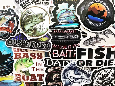 $5.69 • Buy 50 Fishing Nature Stickers Laptop Car Bumper Boat Box Decals Fish Angling #CJ