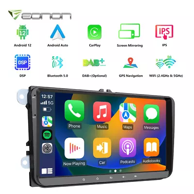 Eonon VWA12 9  Car Play Stereo GPS Sat Nav Radio Android 12 Head Unit DSP For VW • $190.39