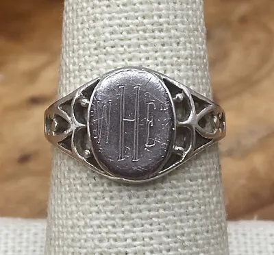 Vintage Signed LIND Sterling Silver Monogrammed Ornate Ring Size 7 • $19.99