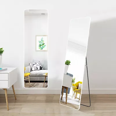 Tall White Full Length Floor Mirror Wall Mounting Free Standing Body Mirror • £35.95