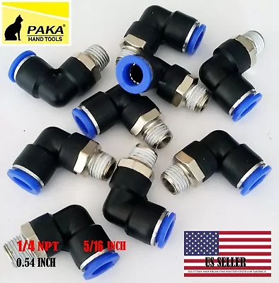 5x Pneumatic Male Elbow Connector Tube OD 5/16  X NPT 1/4 PU Air Push In • $10.99