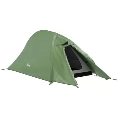 Outsunny Double Layer Camping Tent For 1-2 Man 2000mm Waterproof Green • £67.78