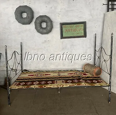 CUSTOM MADE TWIN BED / DAYBED WITH SALVEGED 19th C CAST IRON . ONE OF! L@@k!! • $1500