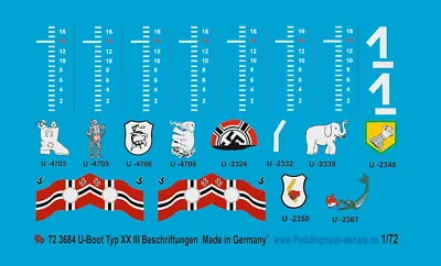 Peddinghaus-Decals 1/72 3684 U Boat Type Xx III Insignia • £8.62