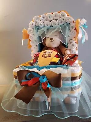 Monkey Theme Diaper Stroller/carriage Brown Gold.  Baby Shower Gifts For Baby • $115