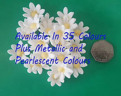 25 Edible 3D Daisy Flowers Cupcake Cake Toppers Decorations Christening Wedding • £7.99