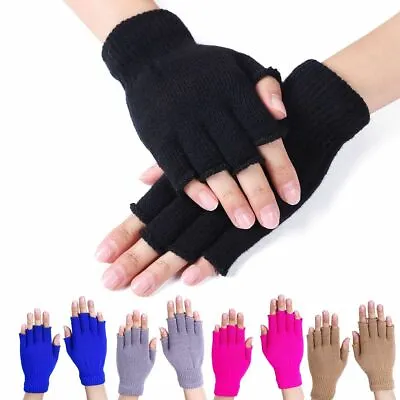 Thermal Knitted Fingerless Gloves Warm Winter Half Finger Gloves For Men Women • $6.56