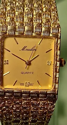 Vintage Moulin Gold Fixed Band Wristwatch • $30