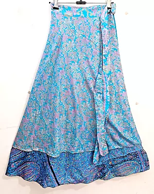 Women'sIndian Vintage Sari Magic Wrap Skirt Bohemian Reversible Skirt Multicolor • $23.68