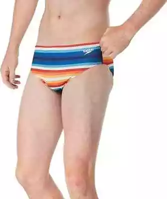 NWT Men's Speedo Swimsuit Size 30 Eco Endurance Brief VIBE Collection Stripe • $25.50