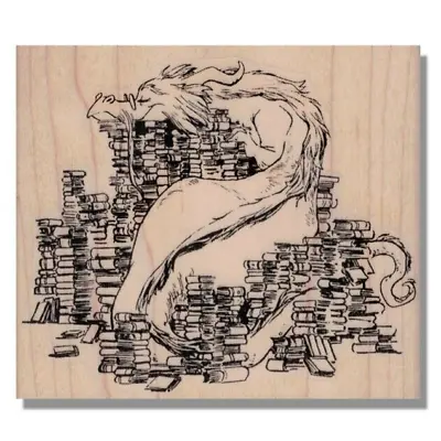 $14.24 • Buy TELKYN THE LEARNED Rubber Stamp, By Brian Kesinger, Dragon, Reading, Books, Read
