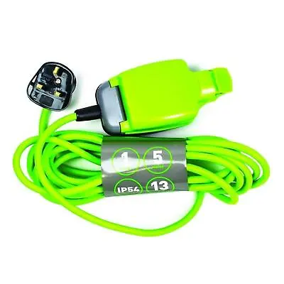 Heavy Duty Green 5M Waterproof Extension Cable Durable 1 Way Socket • £14.75