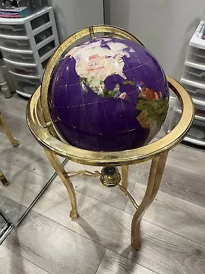 Unique Art Standing Purple Gemstone World Globe Gold Tripod 36’ X 13’ • $600