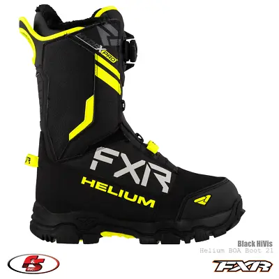 New FXR 22 Helium BOA Snowmobile Boot Black/Hi-Vis Sizes 8 9 10 11 12 13 Boots • $379.99