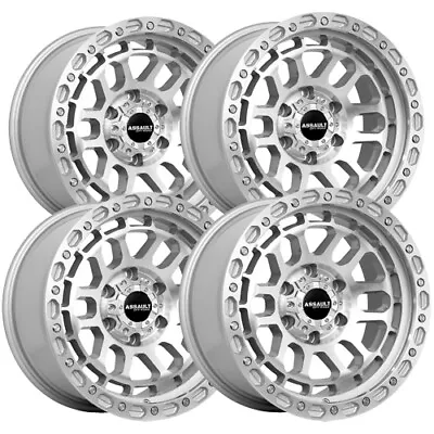 (Set Of 4) Assault Offroad AS4 17x8.5 6x135 +0mm Silver Wheels Rims 17  Inch • $882