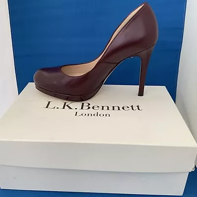 £99 • Buy LK Bennett Sledge Burgundy Leather Court Shoes Size 39.5 4’’ Heels BNWT RRP £195
