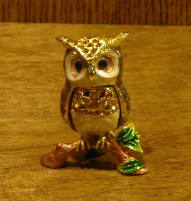 Jeweled Trinket Box J543 OWL On BRANCH NEWBox From Retail Store By Welforth • $34.50