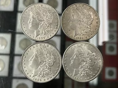 NICE LOT Of (4) PRE 1921 AU+ Morgan Silver Dollars Various Years! AS13 • $192