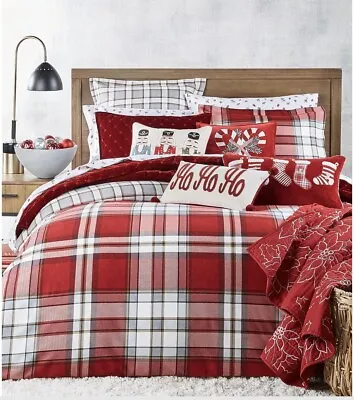 Martha Stewart The Holiday Collection Candyland Flannel FULL / QUEEN Duvet Red  • $100