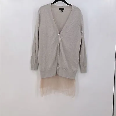 J. Crew Merino Wool Tulle Hem Cardigan Grey Size Medium • $15