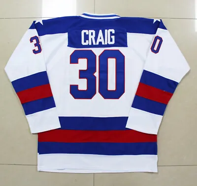 1980 Miracle On Ice Jim Craig #30 USA Hockey Jersey White Top Stitched US Seller • $45