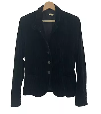 J. Crew Velvet Hacking Jacket Blazer 3 Button Pinstripe Full Lined Black Women 4 • $39