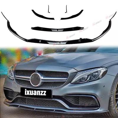 For Mercedes Benz W205 C63 AMG 2015-2022 Front Spoiler Lip Splitter GLOSSY BLACK • $72.99