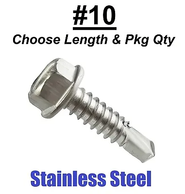 #10 Hex Washer Head Self Drilling Sheet Metal Tek Screws 410 Stainless Steel  • $12.94