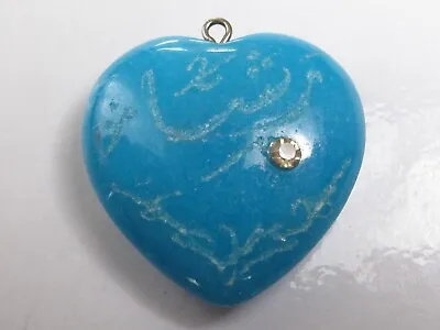 Blue Glass Heart Prayer Arabic Islamic Quran Religious Pendant 13.3g F2 • £14.99