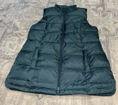 J. Jill Women's Down Fill Puffer Vest Green Full Zip Pockets Sz Medium • $32.89