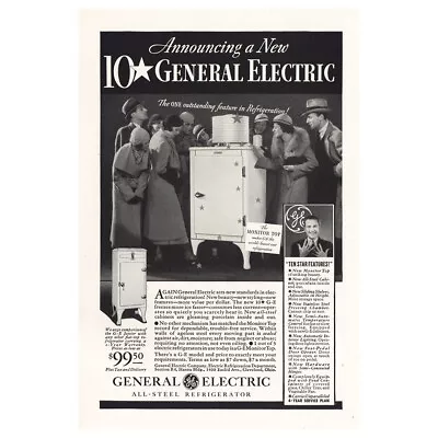 1933 General Electric Refrigerator: New 10 Star Vintage Print Ad • $7.25