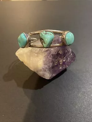Vintage Native American Sterling Silver Turquoise Cuff Bracelet • $138