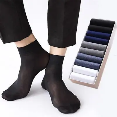 10 Pairs Business Men Silk Socks Breathable Casual Socks Ultra-thin Nylon Socks • $7.98