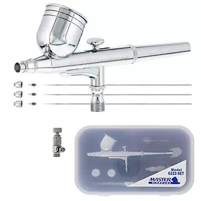 Airbrush With 3 Nozzle Sets (0.2 0.3 & 0.5mm Needles Fluid Tips And Air Caps) • $67.83