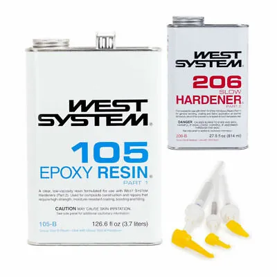 $198.81 • Buy West System Epoxy Resin 105-B Slow Epoxy 206B Hardener & Mini Pump Set