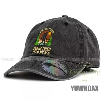 Bigfoot Is Real And He Tried To Eat My Ass Unisex Baseball Cap Denim Hat Dad Hat • $16.06