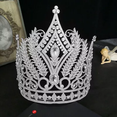 $69.30 • Buy 19.5cm Tall Crystal Huge Tall Tiara Crown Wedding Bridal Party Pageant Prom