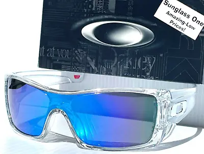 NEW Oakley BATWOLF Shiny Clear POLARIZED Spectra Blue Mirror Lens Sunglass 9101 • $148.87