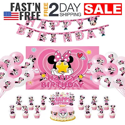 Minnie Mouse Decoracion Globos Adornos Y Telon De Fondo Para Cumpleaños Niña Set • $21.34