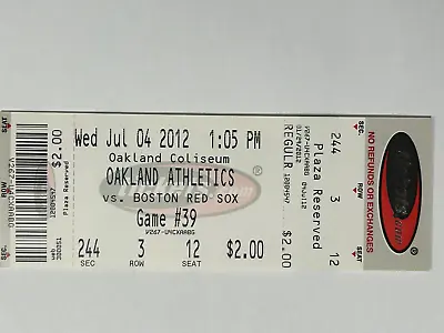 Rare David Ortiz Home Run #400 Complete Ticket  Stub 7/4/2012 Vs Oakland • $14